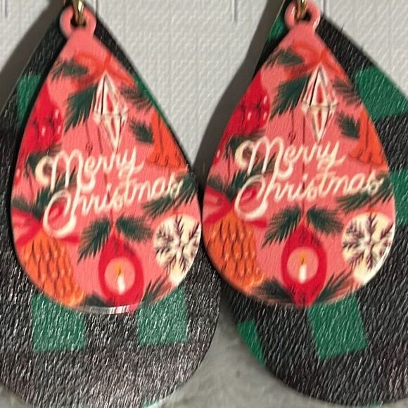 No Brand Jewelry - Christmas plaid Teardrop Earrings